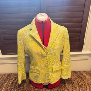 Yellow Patterned Women's Blazer